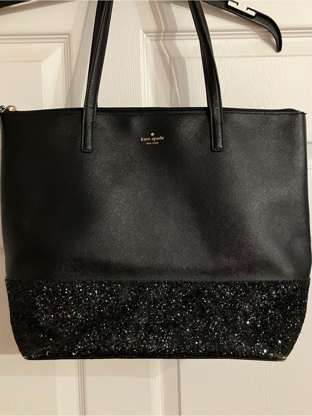 Kate Spade-Black Glitter Tote Bag! 15”x13” Nice Condition
